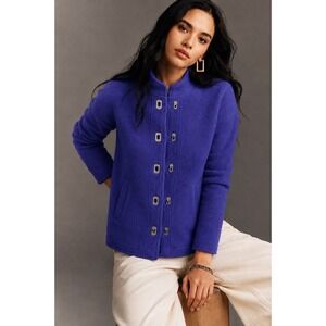 Petite Sophisticate Blue Purple Wool Coat Jacket Toggle Vintage Petite P